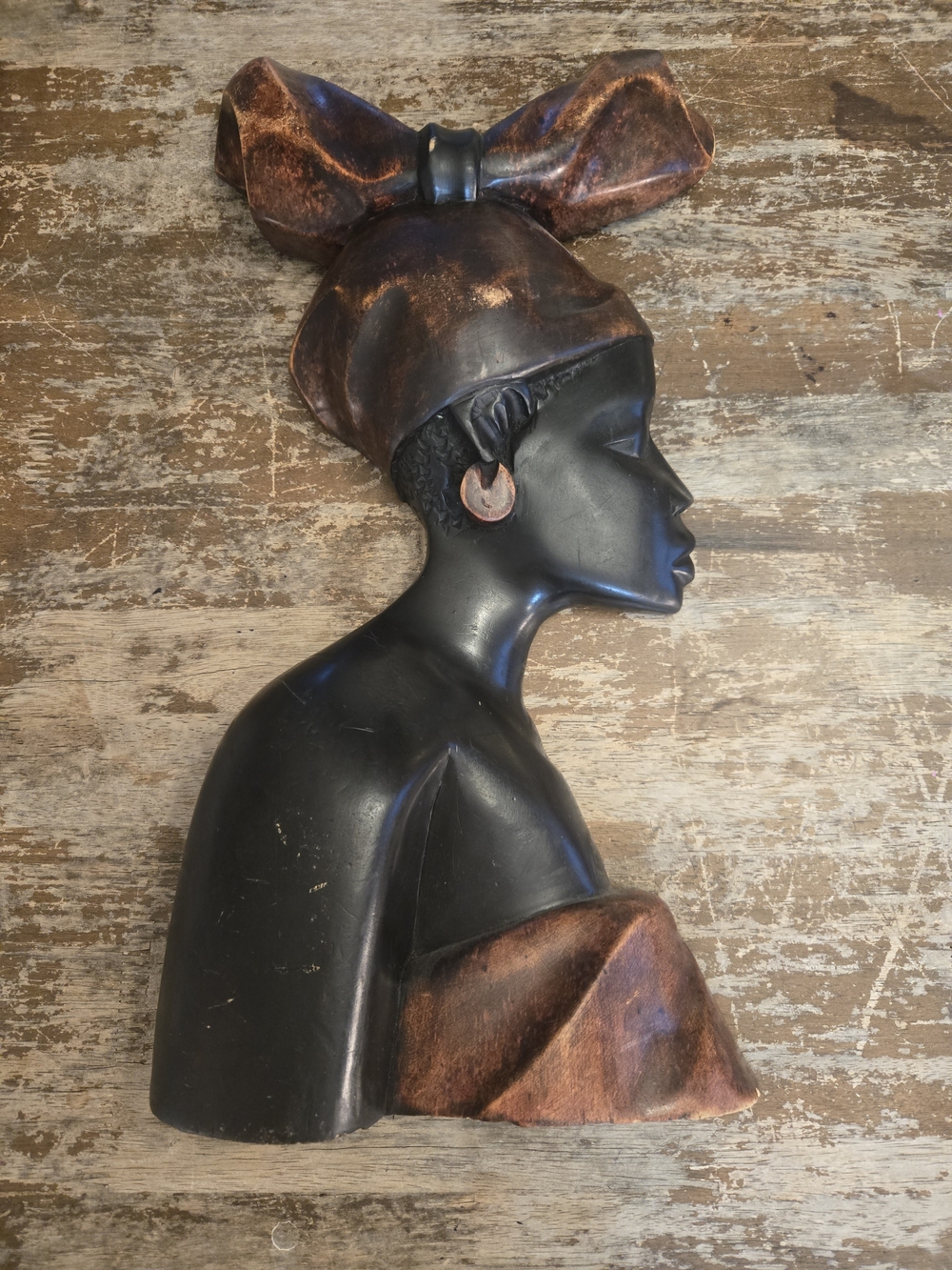 African Woman Wooden Wall Art - Home Accent - Hand Carved